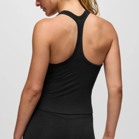Prana Heavana Racerback Tank Women's Medium Black Heather Fitted Soft Scoop Neck - Picture 2 of 8